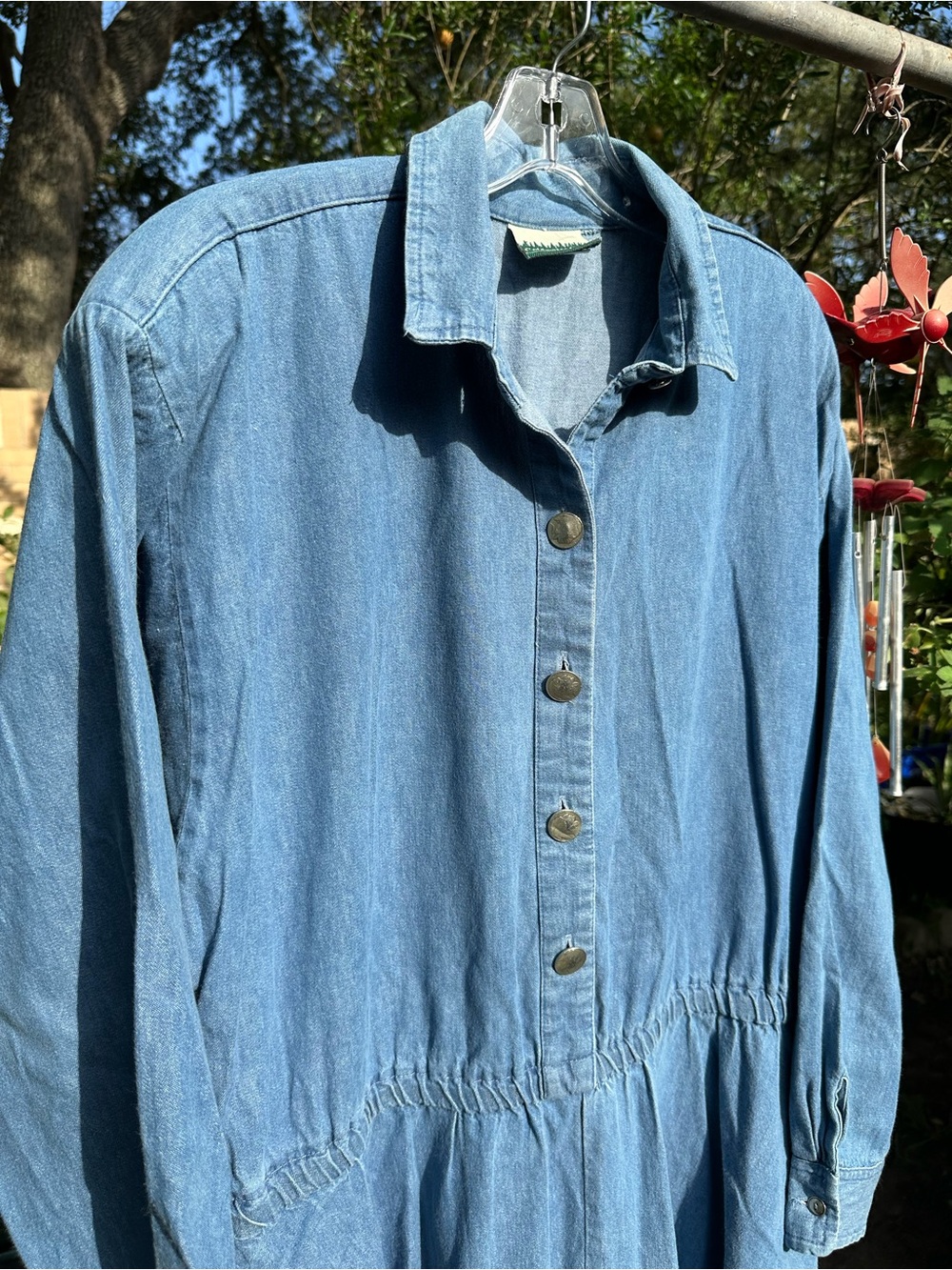 VTG Coldwater Creek Denim Maxi Dress Buffalo Nickel Buttons Made in USA